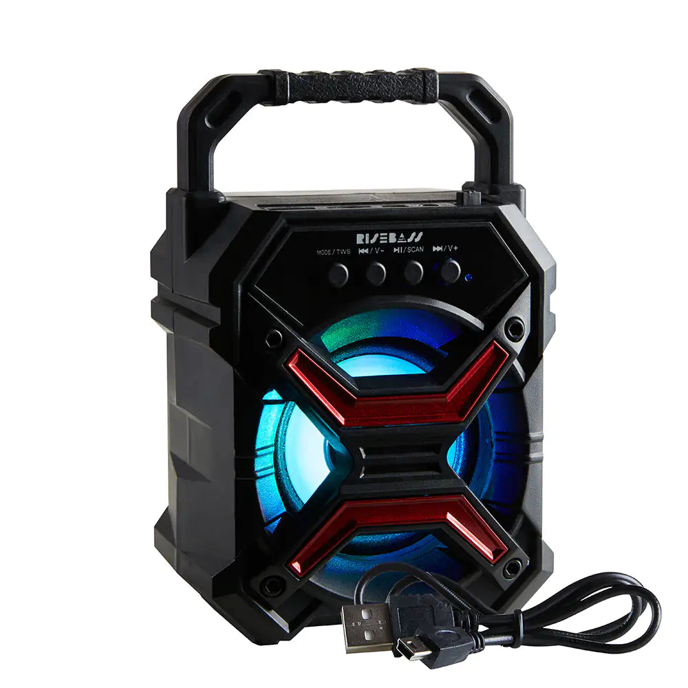 Altavoz Bluetooth Portátil Inalámbrico con Función TWS - Altavoz Bluetooth Recargable - Luces Destellantes LES